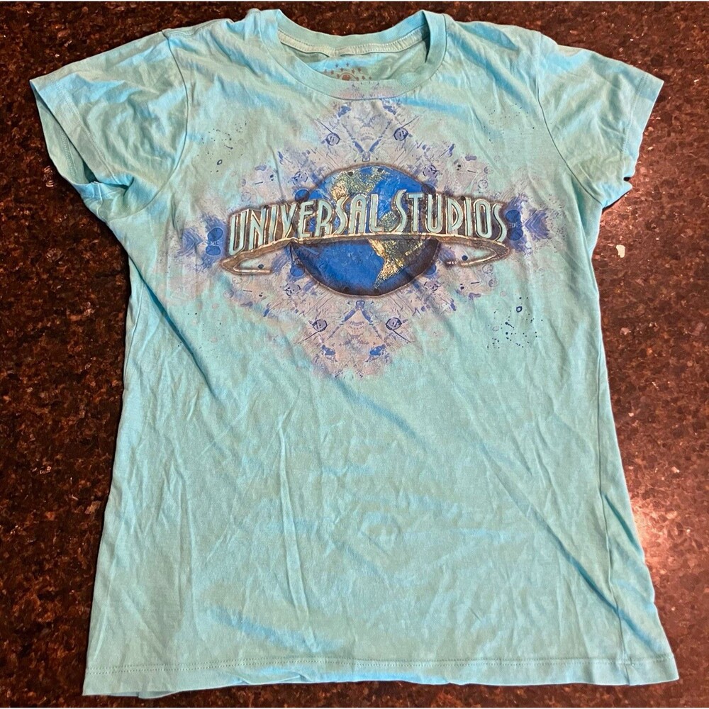 Women's Universal Studios Blue Graphic Logo Crew Neck Short Sleeve T-Shirt L